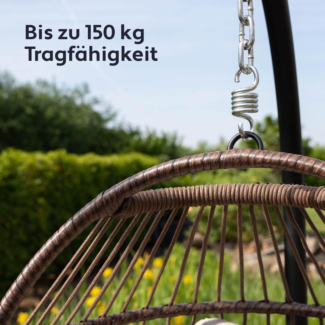 Poltrone pensili da giardino: Hängesessel mit Gestell Rattan Boho 150 kg weiss – Nuovo e nell'imballaggio originale da Dietikon venduto da Abverkauf10 3