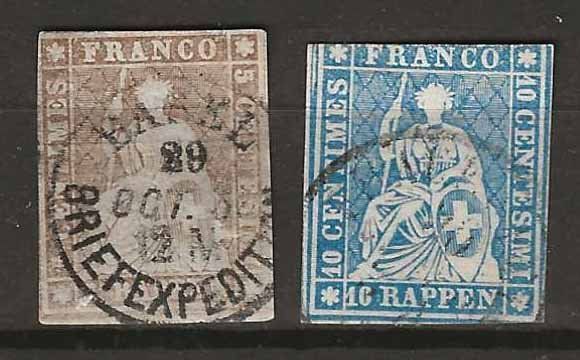 Alle Briefmarken: CH022 - Strubel 22 / 23 obl. – Gebraucht aus Trélex von Phil_Albert