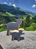 2 schafe, holz, deko, bauernhof, garten,terasse