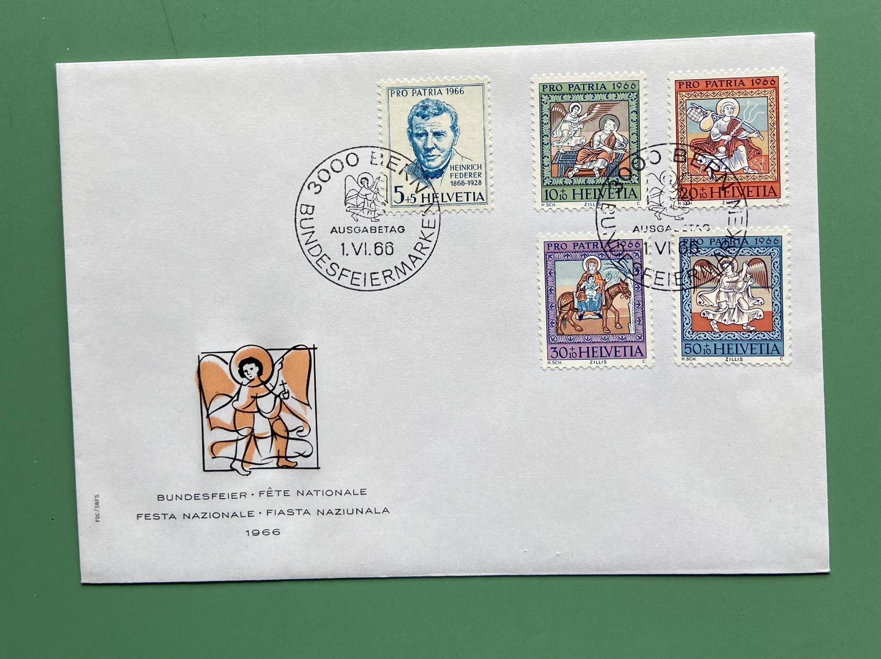 Alle Briefmarken: Schweizer Briefmarken - FDC Pro Patria Ausgabe 1966 – Gebraucht aus Münchringen von Hegelime-38