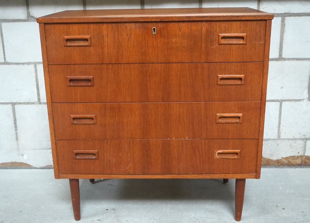 Vintage Kommode Teakholz mit 4 Schubladen 60er Jahre HE230 (Gebraucht ...