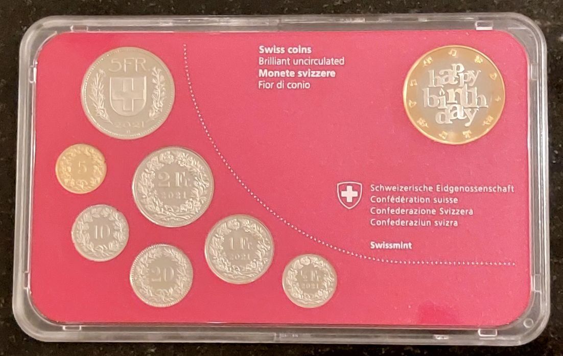 Tutti le monete: Geburtstagmünzsatz Schweiz 2021 stgl – Nuovo (secondo la descrizione) da Arch venduto da moneyswiss 2