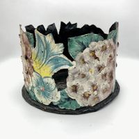 Vintage handgemalt Metall Pflanzer Blumentopf