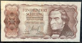 500 Schilling Banknote - Oesterreichische Nationalbank 👍