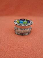 Silber Pillendose mit Murano Millefiori