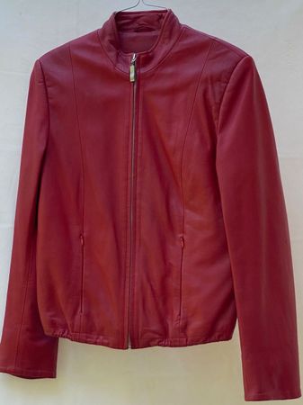 Damen-Lederjacke, bordeaux-rot, Gr. S, gefüttert, gebraucht