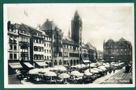 Basel, Marktplatz und Rathaus, 1933, gelaufen