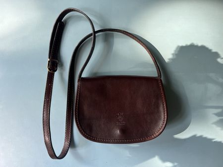 Vintage-Umhängetasche Leder braun