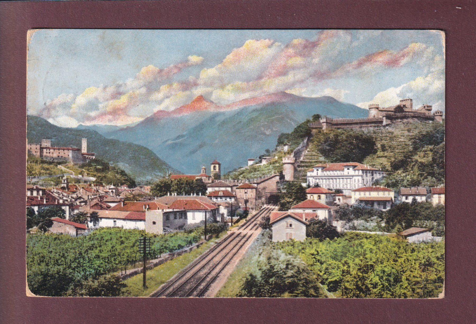 Cartoline postali: BELLINZONA - Ferrovia - 1914 – Usato da Pully venduto da nicecards