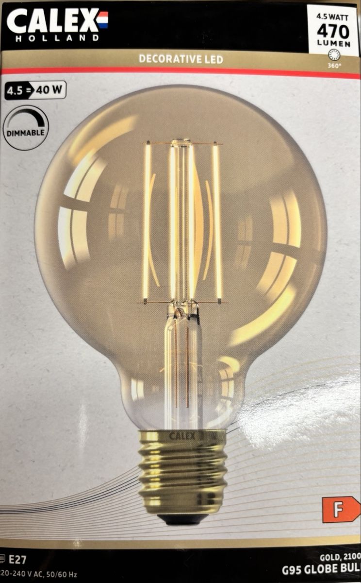 Lampen: Calex G95 Globe Bulb E27 4.5W Dimmable Decorative LED – Neu und originalverpackt aus Erlinsbach von Maegu02