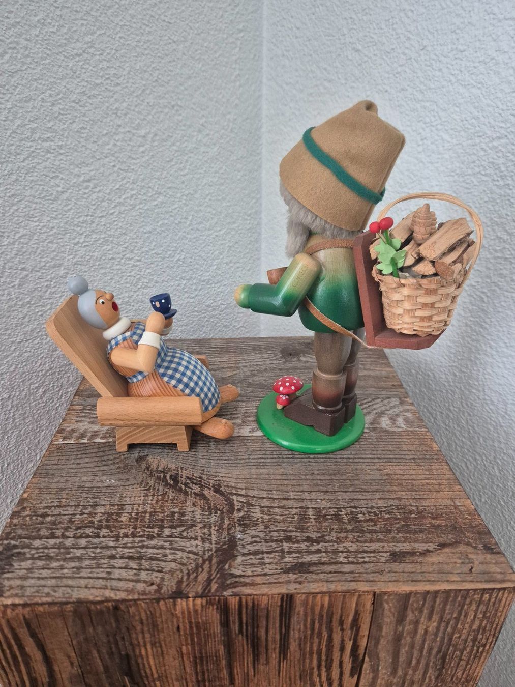 Statuette: 2 original Räuchermännchen / Räucherfrau – Usato da Berg SG venduto da Bolle01 1