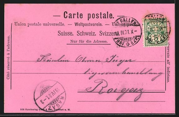 Cartoline postali: AK St. Gallen, Teilansicht mit Kirche – Usato da Berlin venduto da bartko-reher 1