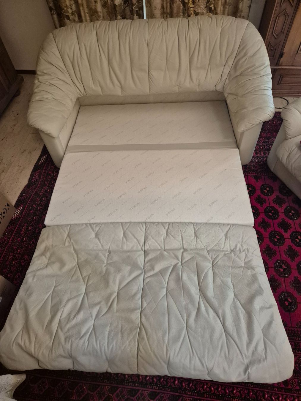 Pfister Divani: Hellbeiges Leder Bettsofa Ascona mit Fauteuil und Dreiersofa – Usato da Steinach venduto da ACMO32O 2