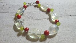 Schmuckstück Armband mit großen Citrin Steinen Perlen Jade