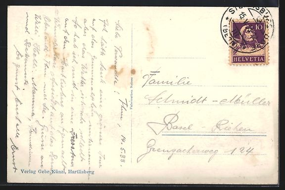 Cartoline postali: Steffisburg, Pension u. Wirtschaft Belle – Usato da Berlin venduto da bartko-reher 1