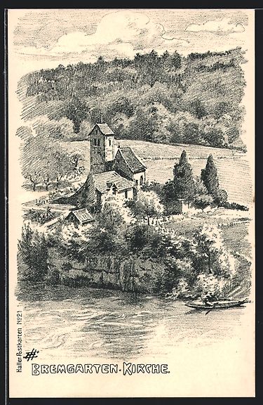 Cartoline postali: Bremgarten, Blick auf die Kirche, Ruderb – Usato da Berlin venduto da bartko-reher