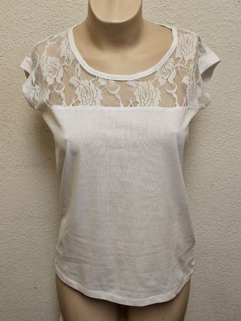 URBAN CLASSICS Damen T-Shirt Weiß mit Spitze Gr. M – Sehr gu