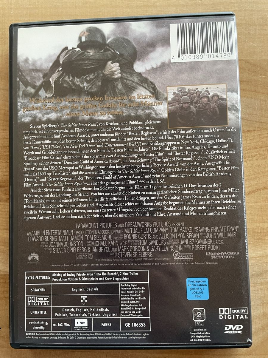 Tutti i DVDs: DVD Der Soldat James Ryan – Usato da Rümlang venduto da euqinom16 1
