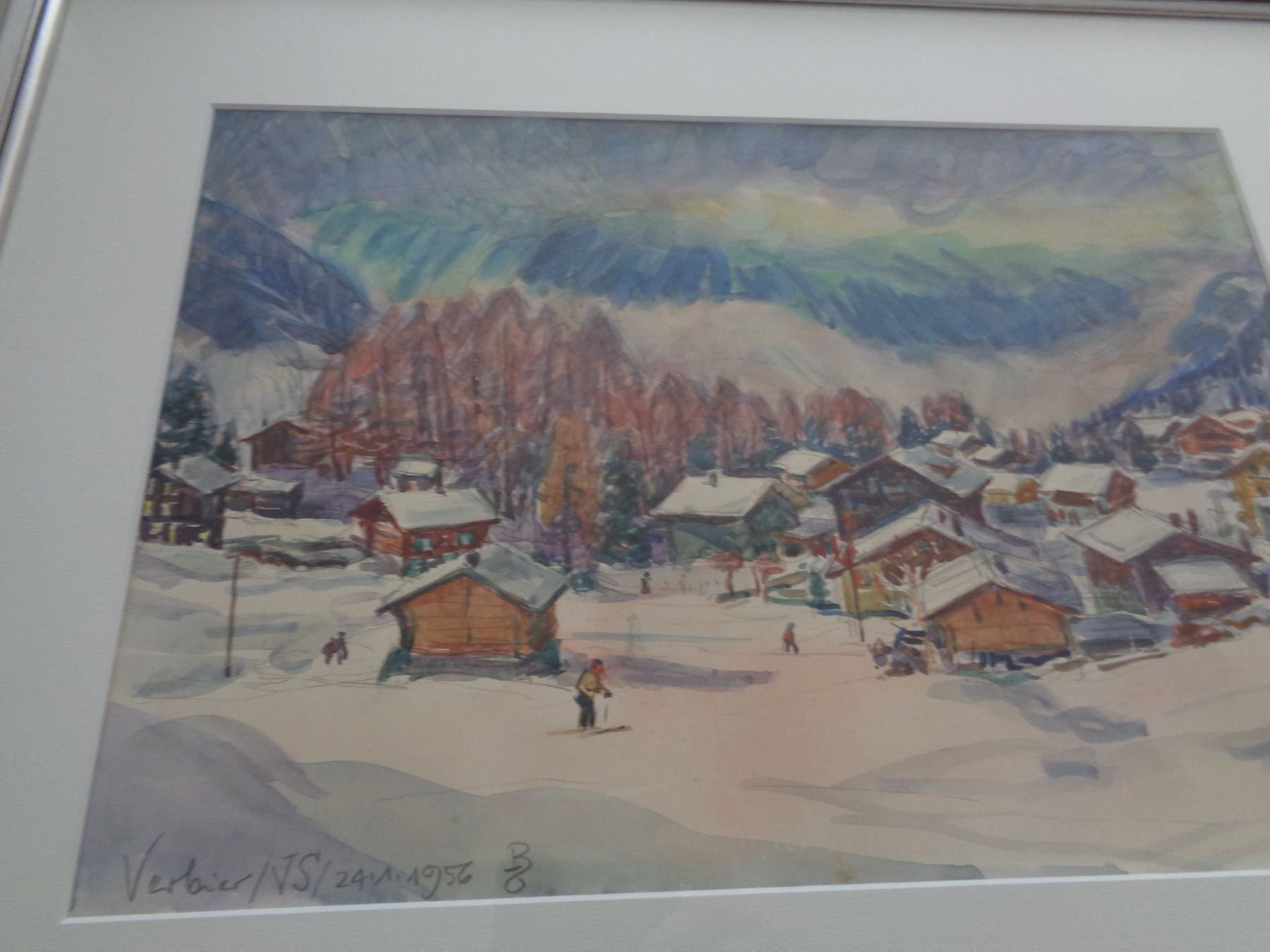 Dipinti: Aquarell O.Braschler - Verbier 1956 – Usato da Chur venduto da omonia 1