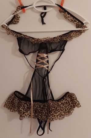 Heisses Dessous Set mit Leo-Muster, neu und ungetragen S/M