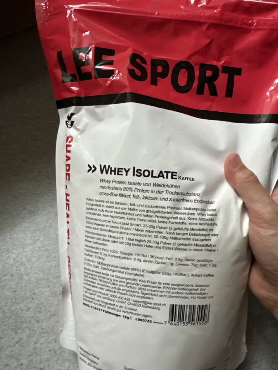 Lee-Sport Aliments & Spécialités: Whey Isolate Protein Pulver 1kg x 1.5  – Neuf avec emballage d'origine à Biel/Bienne par sin_s2wt 2