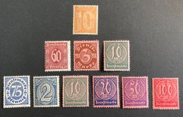 Deutsches Reich, Dienstmarken 1921 - 1923, 10 Werte (*)