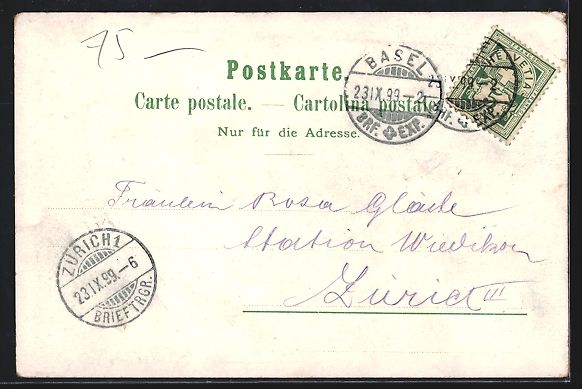 Cartoline postali: Litho Basel, Münster, Wettsteinbrücke – Usato da Berlin venduto da bartko-reher 1