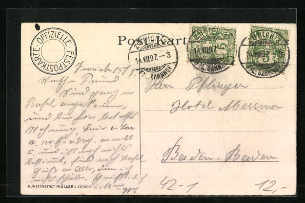 Cartoline postali: Zürich, Eidgenössisches Schützenfest  – Usato da Berlin venduto da bartko-reher 1