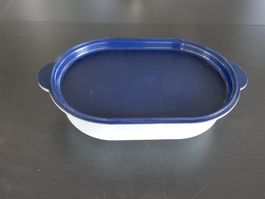 Vorratsbehälter oval mit Deckel weiss/blau neu