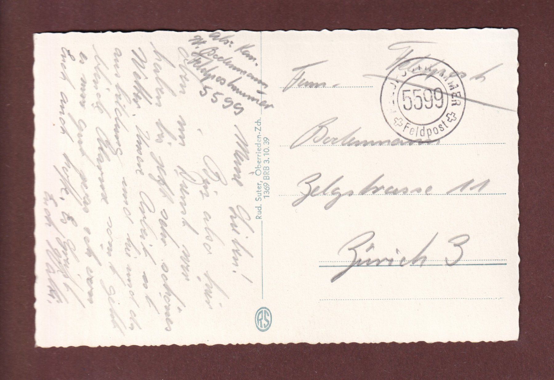 Cartoline postali: GOTTHARD-HOSPIZ - Feldpost 5599 – Usato da Pully venduto da nicecards-shop 1