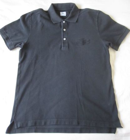 Polo LACOSTE Noir Grand Croco ton sur ton, 100% coton
