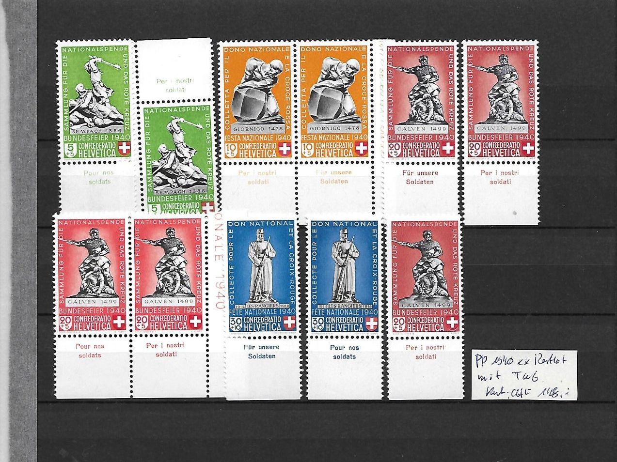 Tutti i francobolli: PP 1940 ** Restlot mit Tab Kat: CHF 148.- – Nuovo (secondo la descrizione) da Basel venduto da Ilp