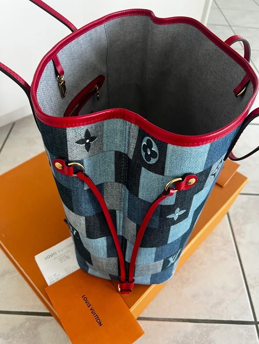 Louis Vuitton Borse da donna: Louis Vuitton Neverfull MM Denim Rouge – Nuovo (secondo la descrizione) da Triesen venduto da atos87 4