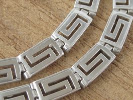 Vintage spezielle Silber Kette Collier mit Labyrinth Muster