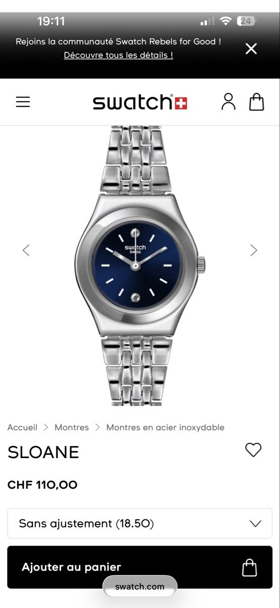 Swatch Orologi: Swatch SLOANE occasion 25mm quartz – Usato da Vevey venduto da Eiden77