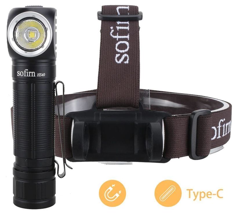 Lampe Frontale Sofirn HS40 2000LM Rechargeable USB-C - Puissance 18650, Noire