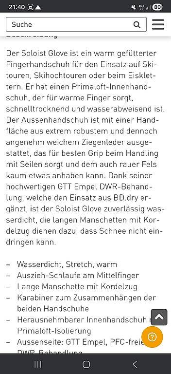 Guanti & manicotti: Handschuhe Soloist Glove black diamond – Usato da Thun venduto da Chantalhirt 2