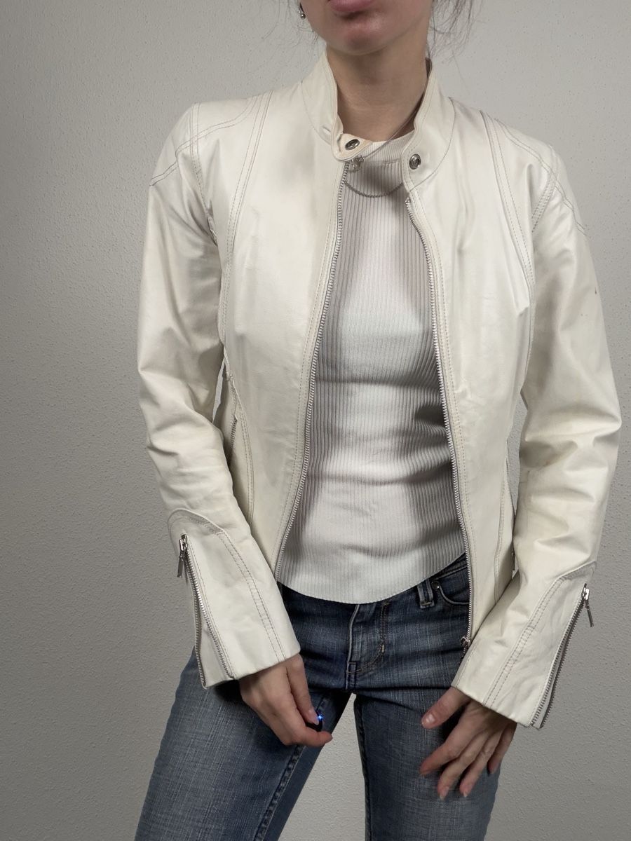 Giacche: Ladies Leather Jacket, Cream – Usato da Knonau venduto da Grapesvintage 5