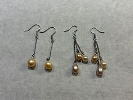Set 2 Stück Ohrringe mit Süsswasserperlen, neu