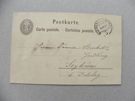 Karte Postkarte Ganzsache Niederschönthal Frenkendorf 1882