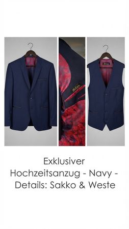 Hochzeitsanzug Dunkelblau/Massanfertigung Grösse 56/58