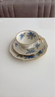 Kaffeegeschirr 3-teilig Blumenmuster Goldrand