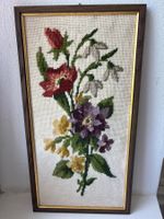 Vintage Blumen Stickerei Bild, Frühlingsdeko, handgemacht...