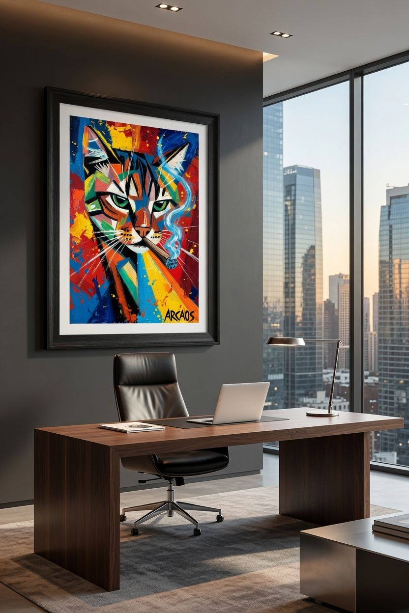 Dipinti: "REBEL SMOKE CAT" – Nuovo e nell'imballaggio originale da Bellinzona venduto da ARCAOS.ART 1