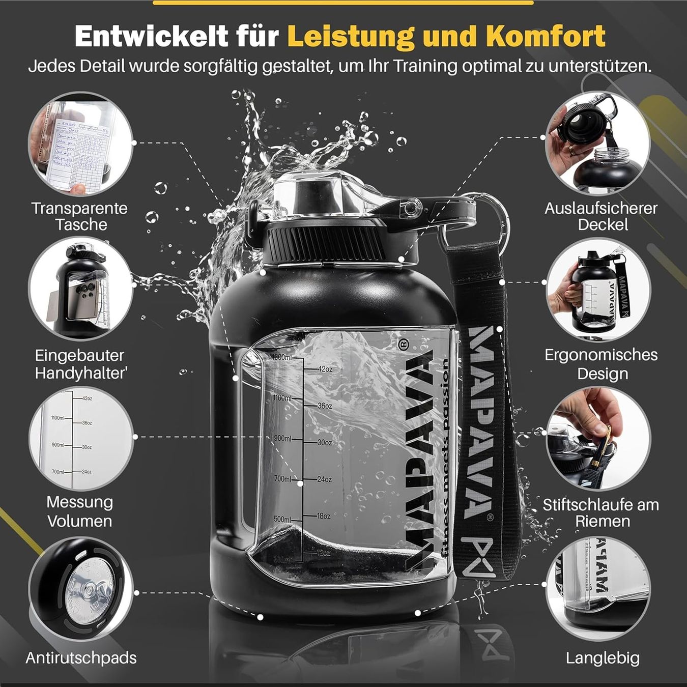 Trinkflaschen & Thermosflaschen: MAPAVA Trinkflasche 1.5L mit Trainingskarten – Neu und originalverpackt aus Suhr von SchnapperCH 7