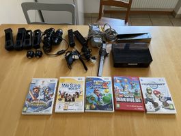 Nintendo Wii Konsole schwarz mit Zubehör und 5 Spielen