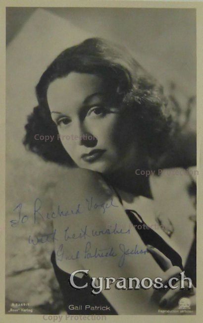 Autografi: Gail Patrick (1911-1980) Schauspielerin - Autogramm – Usato da Dietikon venduto da cyranos1