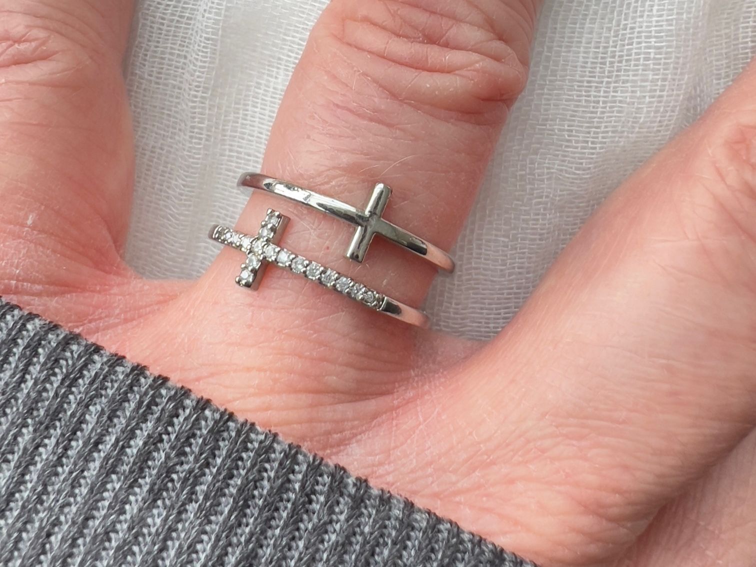 Ringe: Bague double croix – Neu (gemäss Beschreibung) aus Pully von sunaddict