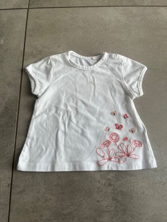 Kanz, T-Shirt, weiss, apricot, Blume, Gr. 68, w. Neu