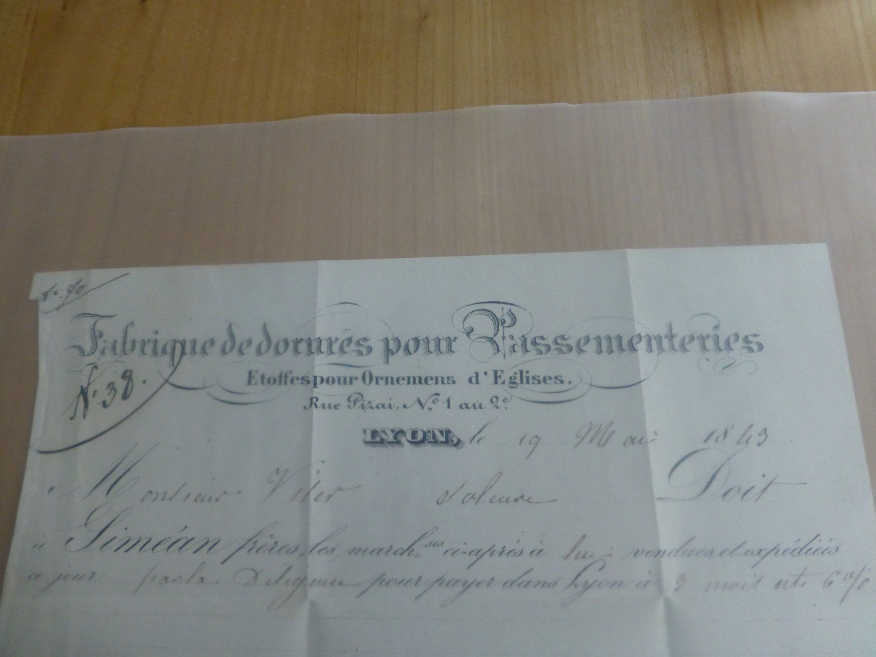 Documenti: Lyon nach Solothurn 19. Mai 1849 Rechnung – Usato da Bettlach venduto da 1saurer 4